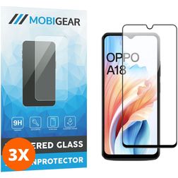 Mobigear Premium OPPO A18 Glazen Screenprotector - Case Friendly - Zwart (3-Pack)