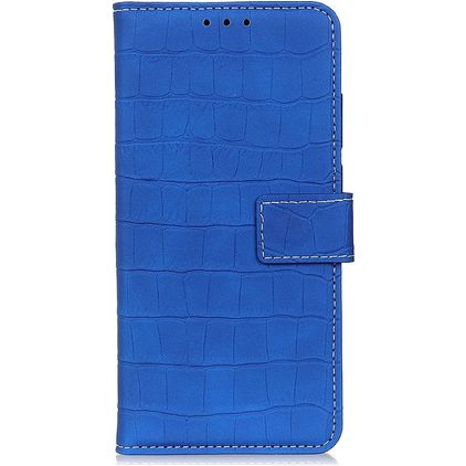 Mobigear Croco Samsung Galaxy M32 4G Hoesje Bookcase Portemonnee - Blauw