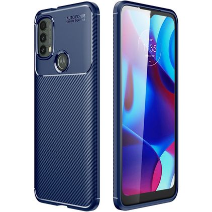 Mobigear Racing Motorola Moto E40 Hoesje Flexibel TPU Backcover - Blauw