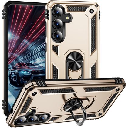 Mobigear Armor ring Samsung Galaxy S25 FE Hoesje Hardcase Backcover Shockproof met Ringhouder - Goud