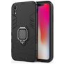 Mobigear Armor Ring iPhone XR Hoesje Hardcase Backcover Shockproof met Ringhouder - Zwart