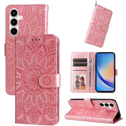 Mobigear Sunflower Samsung Galaxy A35 Hoesje Bookcase Portemonnee - Roségoud