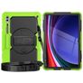 Mobigear SureGrip Xtreme Samsung Galaxy Tab S9 Ultra Hoes Hard Kunststof,Siliconen Backcover + Schouderband + Standaard - Zwart / Groen