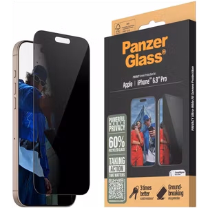 PanzerGlass Ultra-Wide Fit Privacy iPhone 16 Pro Max Glazen Screenprotector Privacy - Case Friendly - Zwart