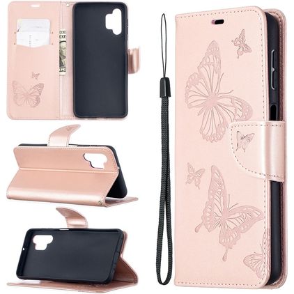 Mobigear Butterfly Samsung Galaxy A32 5G Hoesje Bookcase Portemonnee - Roségoud