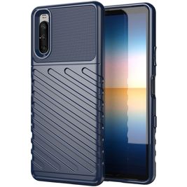 Mobigear Groove Sony Xperia 10 III Hoesje Flexibel TPU Backcover - Blauw