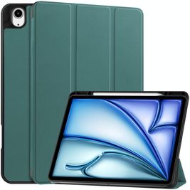 Mobigear Tri-Fold iPad Air 13 Inch (2024) Hoes Bookcase + Stylus Houder - Groen