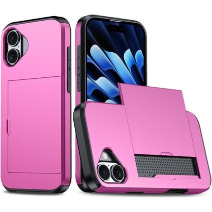 Mobigear Card iPhone 18 Hoesje Hardcase Backcover Shockproof met Pasjeshouder - Rose Red