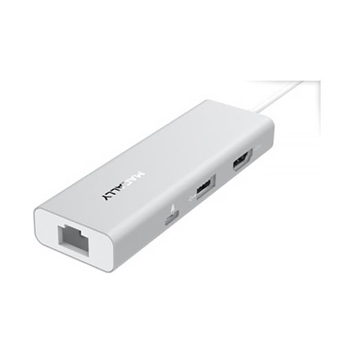 Macally 4K UC Dock USB-C naar Ethernet / HDMI / USB-A / USB-C Hub - Zilver