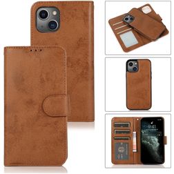 Mobigear Wallet iPhone 15 Hoesje Uitneembare 2in1 Bookcase Portemonnee - Bruin