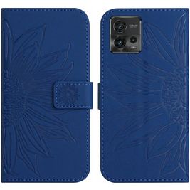 Mobigear Sunflower Motorola Moto G72 Hoesje Bookcase Portemonnee - Donkerblauw