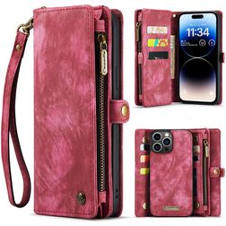 Caseme 008 iPhone 14 Pro Max Hoesje Uitneembare 2in1 Bookcase Portemonnee - Rood