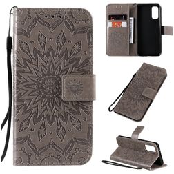 Mobigear Sunflower Samsung Galaxy S20 Hoesje Bookcase Portemonnee - Grijs