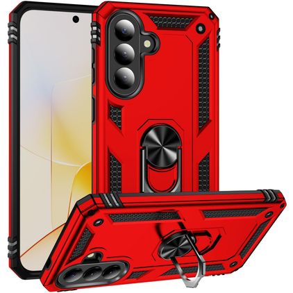 Mobigear Armor ring Samsung Galaxy A57 Hoesje Hardcase Backcover Shockproof met Ringhouder - Rood