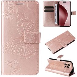 Mobigear Butterfly iPhone 16 Pro Hoesje Bookcase Portemonnee - Roségoud