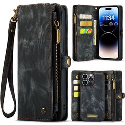 Caseme 008 iPhone 14 Pro Max Hoesje Uitneembare 2in1 Bookcase Portemonnee - Zwart