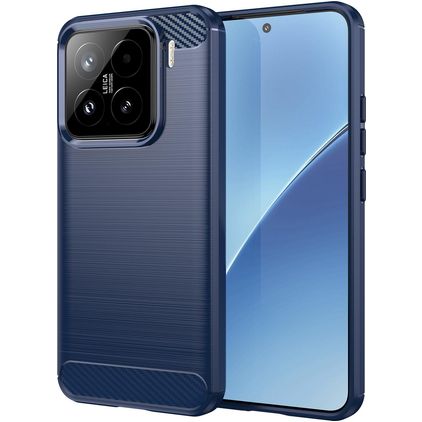 Mobigear Brushed Slim Xiaomi 15 Hoesje Flexibel TPU Backcover - Donkerblauw