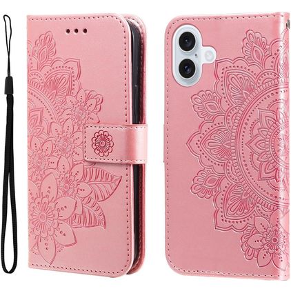 Mobigear Flowers iPhone 17 Hoesje Bookcase Portemonnee - Roségoud