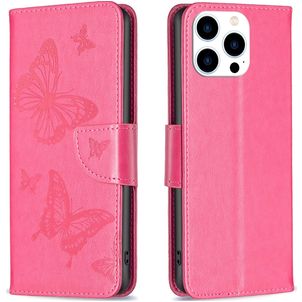 Mobigear Butterfly iPhone 16 Pro Max Hoesje Bookcase Portemonnee - Rood