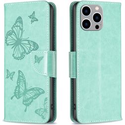 Mobigear Butterfly iPhone 15 Pro Max Hoesje Bookcase Portemonnee - Groen