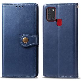 Mobigear Snap Button Samsung Galaxy A21s Hoesje Bookcase Portemonnee - Blauw