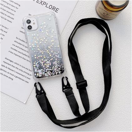 Mobigear Lanyard iPhone 13 Mini Flexibel TPU Hoesje met koord - Zwart