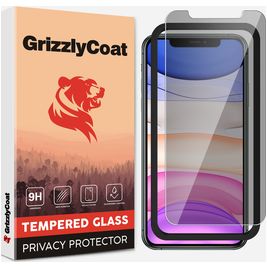 GrizzlyCoat Easy Fit AntiSpy iPhone 11 Pro Glazen Screenprotector Privacy - Case Friendly + Installatie Frame