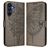 Mobigear Flowers Samsung Galaxy A17 Hoesje Bookcase Portemonnee - Grijs