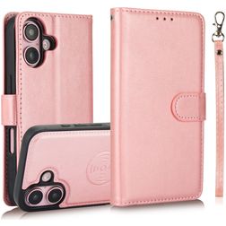 Mobigear Wallet iPhone 16 Hoesje Uitneembare 2in1 Bookcase Portemonnee - Roségoud