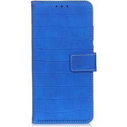 Mobigear Croco Samsung Galaxy A21 Hoesje Bookcase Portemonnee - Blauw