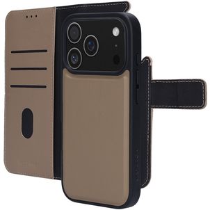 Mobiparts iPhone 17 Pro Hoesje Echt Leer Uitneembare 2in1 Bookcase Portemonnee - Taupe