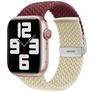 Mobigear Braided Dual Nylon Apple Watch Bandje Klemsluiting - 49/46/45/44 mm - Bordeaux Rood / Sterrenlicht