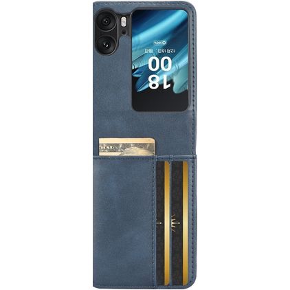 Mobigear Excellent Wallet OPPO Find N2 Flip Hoesje Hardcase Backcover - Blauw