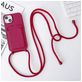 Mobigear Lanyard Card iPhone 15 Siliconen Hoesje met koord en Pasjeshouder - Bordeaux Rood
