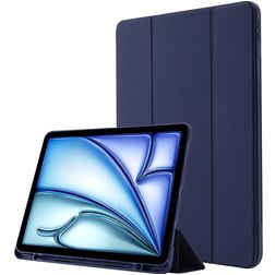 Mobigear Tri-Fold Gel iPad Air 11 Inch (2025) Hoes TPU,Kunstleer Bookcase + Stylus Houder - Donkerblauw