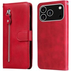 Mobigear Zipper iPhone 17 Pro Hoesje Bookcase Portemonnee - Rood