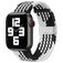 Mobigear Braided Nylon Apple Watch Bandje Klemsluiting - 49/46/45/44 mm - Zwart / Wit