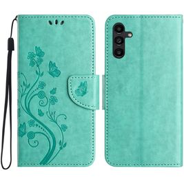 Mobigear Flowers Samsung Galaxy A36 Hoesje Bookcase Portemonnee - Groen