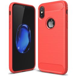 Mobigear Brushed Slim iPhone XS Hoesje Flexibel TPU Backcover - Rood