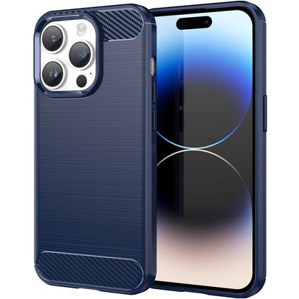 Mobigear Brushed Slim iPhone 15 Pro Max Hoesje Flexibel TPU Backcover - Blauw