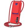 Mobigear Lanyard Card Samsung Galaxy S24 FE Siliconen Hoesje met koord en Pasjeshouder - Rood