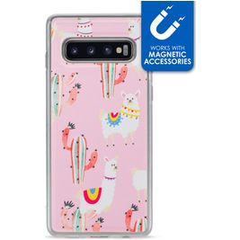 My Style Magneta Samsung Galaxy S10 Hoesje Flexibel TPU Backcover - Pink Alpaca