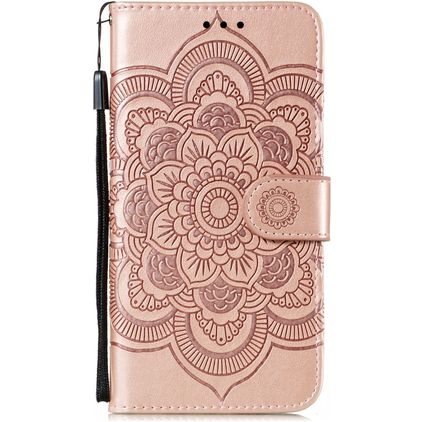 Mobigear Mandala Motorola Moto E6s (2020) Hoesje Bookcase Portemonnee - Roségoud