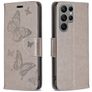 Mobigear Butterfly Samsung Galaxy S23 Ultra Hoesje Bookcase Portemonnee - Grijs
