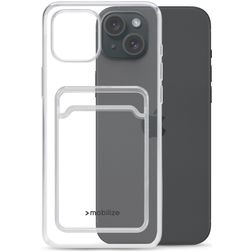 Mobilize Gelly Card Doorzichtig iPhone 15 Plus Hoesje Flexibel TPU Backcover met Pasjeshouder - Transparant