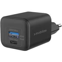Mobilize Wall Charger Dual USB / USB-C Oplader Power Delivery 30W - Zwart