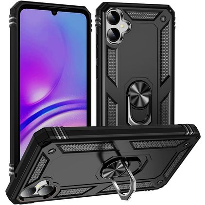 Mobigear Armor Ring Samsung Galaxy A05 Hoesje Hardcase Backcover Shockproof met Ringhouder - Zwart