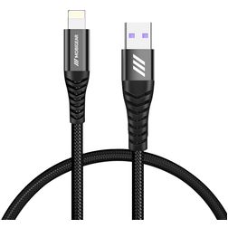 Mobigear Nylon USB-A naar Apple Lightning Kabel 0.4 Meter - Zwart