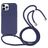 Mobigear Lanyard iPhone 16 Pro Max Siliconen Hoesje met koord - Donkerblauw