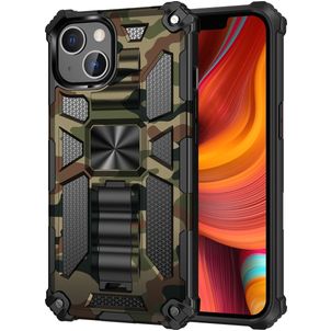 Mobigear Armor Stand iPhone 13 Hoesje Hardcase Backcover Shockproof met Standaard - Groen